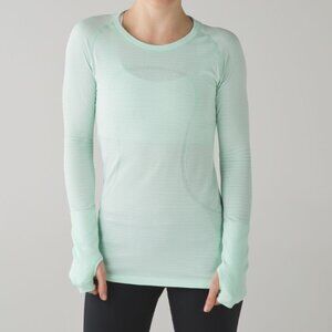 Lululemon Swiftly Tech Long Sleeve Crew Heathered Sea Mist Size 10